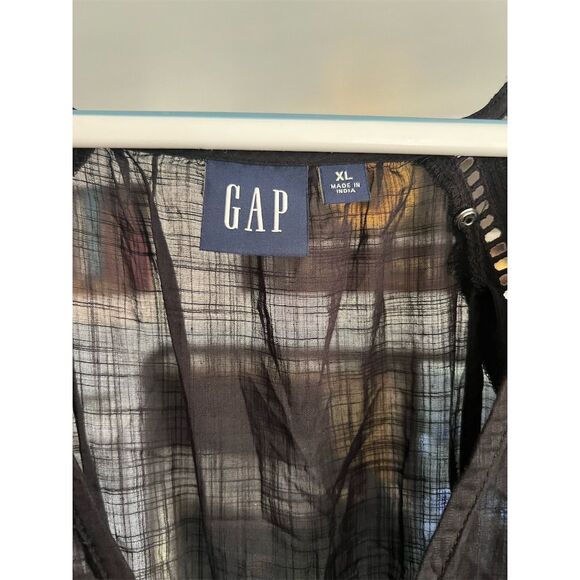 Gap Women's Black Lace-Trim Midi Dress XL Short Sleeve Casual - Picture 4 of 4